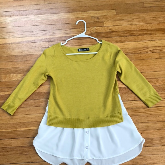 New York & Company Tops - Mustard Yellow Sweater with built in Blouse